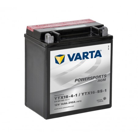 VARTA POWERSPORTS 12V AGM 14AH. 51401 YTX16-4-1 / YTX16-BS-1