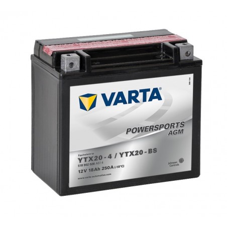 BATERIA MOTO 12V 18AH YTX20-4 / YTX20-BS VARTA AGM 51802